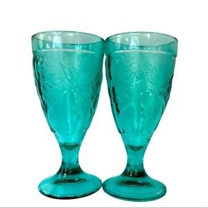 VTG Turquoise Blue Grape Wine Gobblers Set of Two